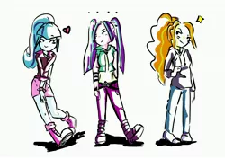 Size: 4960x3507 | Tagged: safe, artist:amazingpuffhair, derpibooru import, adagio dazzle, aria blaze, sonata dusk, equestria girls, arisona, cute, female, heart, lesbian, shipping, the dazzlings