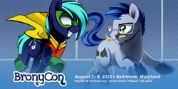 Size: 1200x600 | Tagged: andy price, artist:pepooni, batman, bronycon, bronycon 2015, bronycon mascots, cape, clothes, derpibooru import, leadwing, oc, oc:hoof beatz, robin, safe, superhero, unofficial characters only