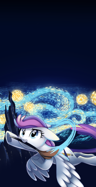 Size: 1024x1994 | Tagged: artist:pepooni, bronycon, bronycon 2015, bronycon mascots, derpibooru import, oc, oc:blank canvas, paintbrush, safe, solo, starry night, the starry night, unofficial characters only, vincent van gogh