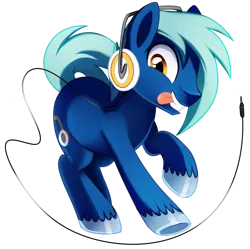 Size: 1024x1019 | Tagged: safe, artist:pepooni, derpibooru import, oc, oc:hoof beatz, unofficial characters only, bronycon, bronycon 2015, :p, bronycon mascots, cute, headphones, solo, tongue out, unshorn fetlocks