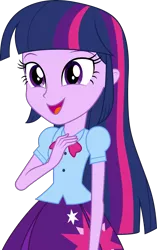 Size: 3131x5000 | Tagged: safe, artist:dashiesparkle, derpibooru import, twilight sparkle, twilight sparkle (alicorn), equestria girls, rainbow rocks, absurd resolution, clothes, cute, long hair, open mouth, pleated skirt, simple background, skirt, solo, transparent background, twiabetes, vector