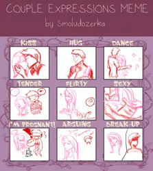 Size: 900x1008 | Tagged: suggestive, artist:vividorchid, derpibooru import, angel bunny, big macintosh, fluttershy, human, couple expressions, dancing, female, fluttermac, hug, humanized, kissing, male, shipping, spanking, straight, topless