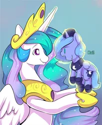 Size: 540x657 | Tagged: artist:ende26, cute, cutelestia, derpibooru import, filly, levitation, lunabetes, magic, open mouth, princess celestia, princess luna, safe, sweatdrop, telekinesis, wide eyes, woona, woona knight