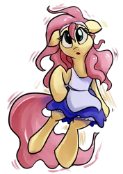 Size: 1440x2039 | Tagged: safe, artist:impcjcaesar, derpibooru import, fluttershy, pony, :o, alice in wonderland, alternate hairstyle, bipedal, clothes, crossover, cute, dress, floppy ears, simple background, solo, transparent background