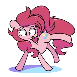 Size: 1400x1400 | Tagged: safe, artist:turtlefarminguy, derpibooru import, pinkie pie, earth pony, pony, :p, bucking, cute, diapinkes, female, looking at you, mare, raised leg, simple background, smiling, solo, tongue out, transparent background, wide eyes