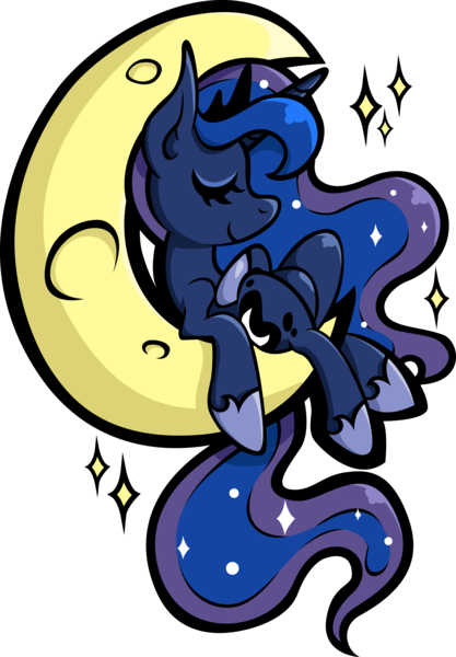 Size: 2498x3593 | Tagged: artist:kimikonyanchan, derpibooru import, eyes closed, moon, on back, princess luna, safe, simple background, sleeping, solo, tangible heavenly object, transparent background