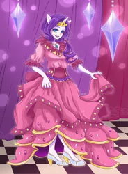 Size: 1024x1391 | Tagged: anthro, artist:buryooooo, clothes, derpibooru import, dress, gala dress, pony coloring, rarity, safe, solo