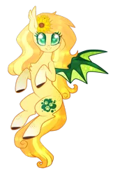 Size: 611x941 | Tagged: safe, artist:kaikururu, derpibooru import, oc, oc:sunflower meadows, unofficial characters only, bat pony, pony, female, flower, flower in hair, heart eyes, looking at you, mare, solo, wingding eyes