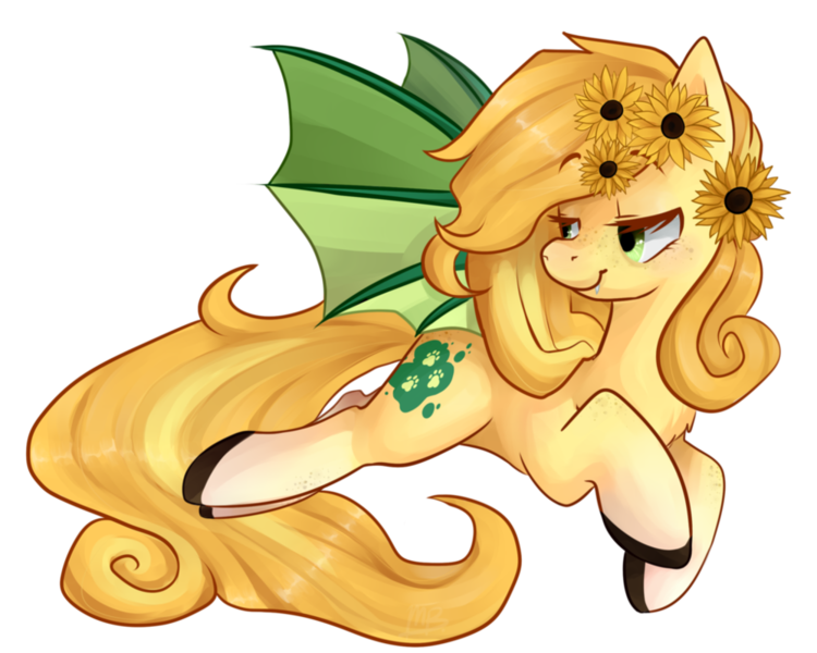 Size: 999x799 | Tagged: safe, artist:goshhhh, derpibooru import, oc, oc:sunflower meadows, unofficial characters only, bat pony, pony, solo