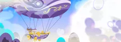 Size: 2700x945 | Tagged: airship, artist:pixelkitties, derpibooru import, fluttershy, lavender spirit, safe, solo