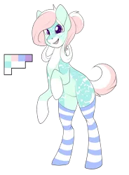 Size: 1982x2694 | Tagged: artist:freeze-pop88, clothes, derpibooru import, g3, g3 to g4, generation leap, minty, rearing, redesign, safe, socks, solo, striped socks