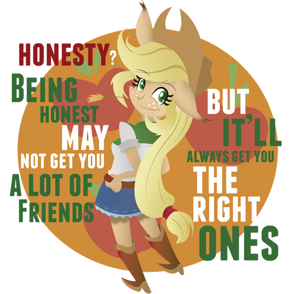 Size: 900x900 | Tagged: safe, artist:lima-hibiki, derpibooru import, applejack, equestria girls, apple, element of honesty, honesty, lennon, quote, solo