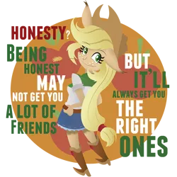 Size: 900x900 | Tagged: safe, artist:lima-hibiki, derpibooru import, applejack, equestria girls, apple, element of honesty, honesty, lennon, quote, solo