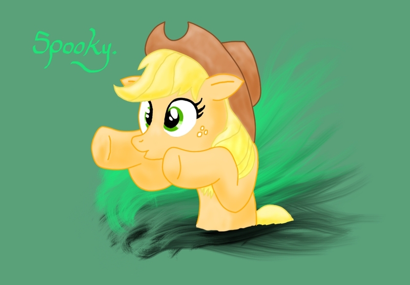 Size: 1128x783 | Tagged: applejack, artist:twitchytail, cute, derpibooru import, digital art, first try, safe, solo, spooky, spookyjack, tablet