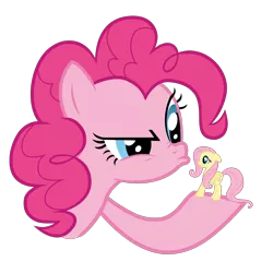 Size: 2000x2000 | Tagged: safe, artist:fluttershy_z, derpibooru import, fluttershy, pinkie pie, pony, holding a pony, micro, newbie artist training grounds, simple background, tiny ponies, transparent background