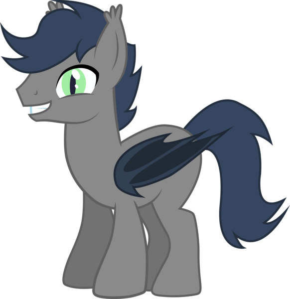 Size: 2927x3019 | Tagged: safe, artist:duskthebatpack, derpibooru import, oc, oc:chase cartwheel, unofficial characters only, bat pony, pony, grin, looking at you, male, simple background, smiling, solo, squee, stallion, transparent background, vector