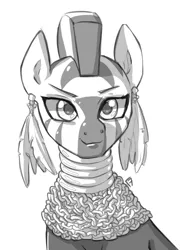 Size: 713x929 | Tagged: artist:frankier77, derpibooru import, monochrome, mr. t, safe, solo, zebra, zecora