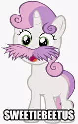 Size: 540x857 | Tagged: cute, derpibooru import, diabetes, diasweetes, moustache, safe, solo, sweetie belle, wilford brimley