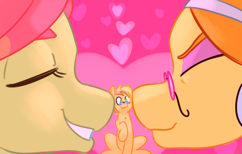 Size: 1100x700 | Tagged: safe, artist:goat train, deleted from derpibooru, derpibooru import, tree hugger, wheat grass, oc, oc:paige, pony, eyes closed, giant pony, heart, macro, nuzzling, size difference, wavy mouth