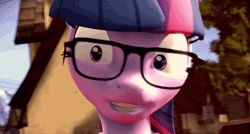 Size: 937x503 | Tagged: 3d, adoracreepy, animated, artist:argodaemon, borderlands the pre-sequel, creepy, cute, derpibooru import, eye twitch, glasses, ponies the anthology v, press the button, safe, science, solo, source filmmaker, that pony sure does love science, the science button, twilight snapple, twilight sparkle, youtube link
