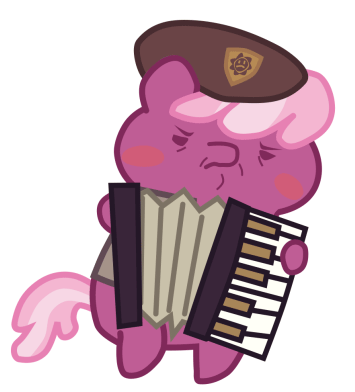 Size: 355x392 | Tagged: safe, artist:omegaozone, derpibooru import, cheerilee, pony, /k/, accordion, animated, beret, bipedal, chibi, dat face soldier, frown, mitchirineko march, musical instrument, pony parade, remove kebab, simple background, solo, transparent background