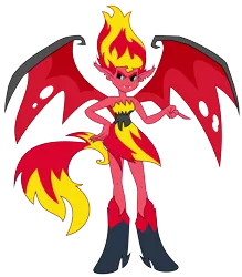 Size: 3500x4000 | Tagged: safe, artist:ponyalfonso, derpibooru import, sunset shimmer, demon, equestria girls, absurd resolution, bat wings, clothes, fangs, inkscape, simple background, solo, sunset satan, transparent background, vector, wings