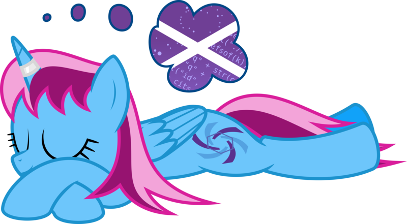 Size: 11600x6400 | Tagged: safe, artist:parclytaxel, derpibooru import, oc, oc:parcly taxel, unofficial characters only, alicorn, pony, .svg available, absurd resolution, alicorn oc, computer program, cute, dream, eyes closed, horn ring, kinross, prone, python (language), scotland, simple background, sleeping, smiling, solo, stars, transparent background, vector