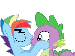 Size: 1024x768 | Tagged: and then spike was gay, artist:ripped-ntripps, blitzike, derpibooru import, gay, half r63 shipping, kissing, male, rainbow blitz, rainbow dash, rainbowspike, rule 63, safe, shipping, spike, spike gets all the stallions