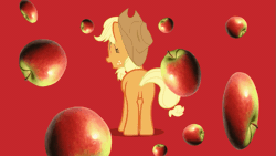 Size: 853x480 | Tagged: safe, artist:drakinite, derpibooru import, applejack, pony, animated, apple, butt shake, eyes closed, happy, missing cutie mark, plot, silly, silly pony, solo, spinning, that pony sure does love apples, wiggle