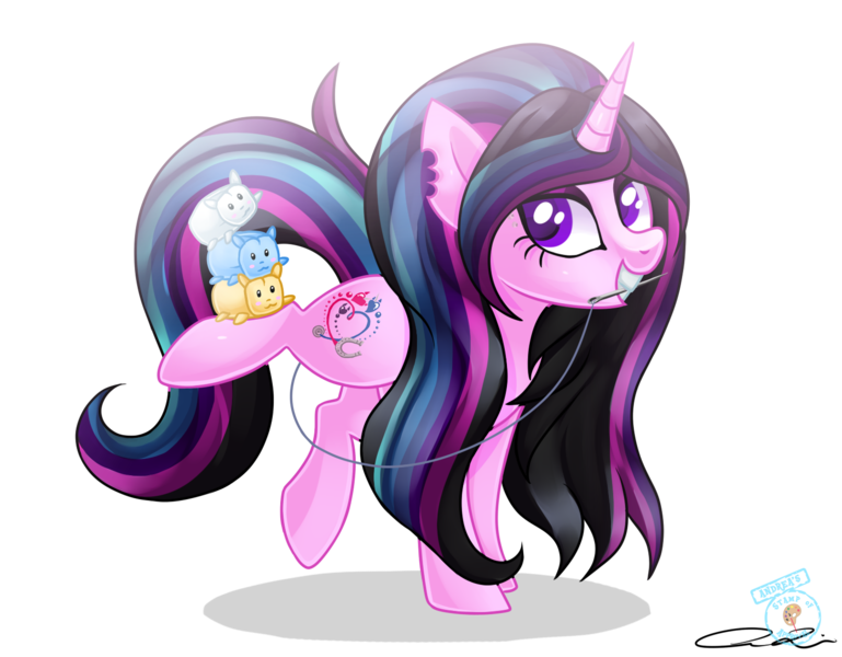 Size: 1480x1154 | Tagged: safe, artist:iheartjapan789, derpibooru import, oc, oc:mardelia, unofficial characters only, cat, pony, unicorn, female, mare, mouth hold, needle, plushie, sewing needle, simple background, solo, thread, transparent background