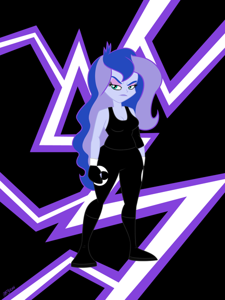 Size: 1350x1800 | Tagged: safe, artist:mofetafrombrooklyn, derpibooru import, princess luna, equestria girls, solo, vice principal luna, wrestler, wrestling, wwe