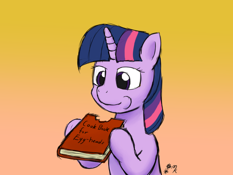 Size: 1280x960 | Tagged: safe, artist:mkogwheel, derpibooru import, twilight sparkle, 30 minute art challenge, bibliovore, book, pica, solo