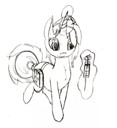 Size: 1909x2096 | Tagged: safe, artist:iyatsu, derpibooru import, oc, oc:velvet remedy, unofficial characters only, pony, unicorn, fallout equestria, fanfic, black and white, chest fluff, fanfic art, female, fluttershy medical saddlebag, glowing horn, grayscale, hooves, horn, levitation, magic, mare, medical saddlebag, monochrome, pencil drawing, saddle bag, simple background, smiling, solo, syringe, telekinesis, traditional art, white background