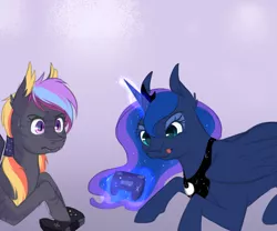 Size: 1200x1000 | Tagged: artist:chiweee, derpibooru import, gamer luna, oc, oc:prismatic shard, princess luna, safe, video game