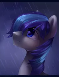 Size: 1560x2048 | Tagged: safe, artist:share dast, derpibooru import, oc, oc:rainy, unofficial characters only, pegasus, pony, blue eyes, portrait, rain, sad, solo