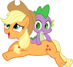 Size: 1432x1321 | Tagged: safe, artist:psychicwalnut, derpibooru import, applejack, spike, dragon, earth pony, pony, spike at your service, .svg available, applespike, back scratching, female, hand on butt, male, mare, shipping, simple background, straight, svg, transparent background, vector