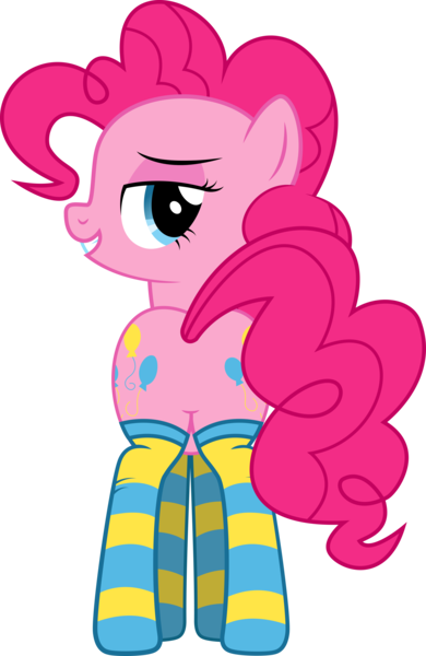 Size: 6378x9800 | Tagged: absurd resolution, artist:mrcabezon, clothes, derpibooru import, featureless crotch, female, looking back, pinkie pie, plot, show accurate, simple background, socks, solo, solo female, striped socks, suggestive, transparent background, vector