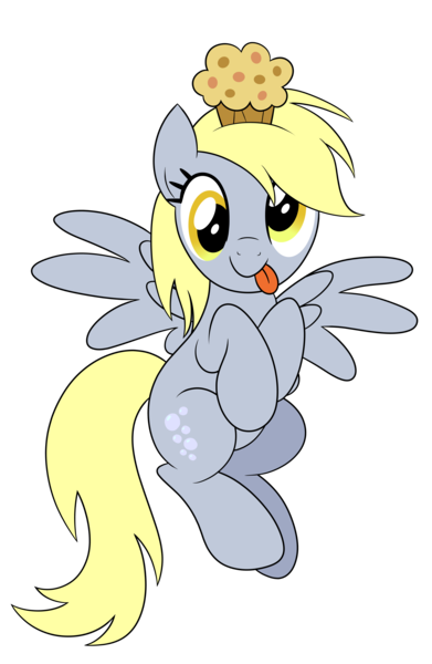 Size: 6750x10350 | Tagged: safe, artist:drawponies, derpibooru import, derpy hooves, pegasus, pony, :p, absurd resolution, cute, derpabetes, female, mare, muffin, muffin queen, simple background, smiling, solo, spread wings, tongue out, transparent background, vector