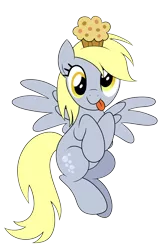 Size: 6750x10350 | Tagged: safe, artist:drawponies, derpibooru import, derpy hooves, pegasus, pony, :p, absurd resolution, cute, derpabetes, female, mare, muffin, muffin queen, simple background, smiling, solo, spread wings, tongue out, transparent background, vector