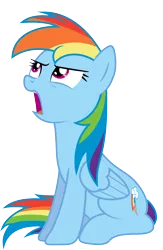 Size: 5642x8635 | Tagged: safe, artist:clashwolf3, derpibooru import, rainbow dash, pegasus, pony, absurd resolution, annoyed, complaining, female, frown, glare, looking up, mare, open mouth, simple background, sitting, solo, transparent, transparent background, vector, vector trace
