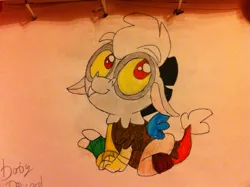 Size: 2592x1936 | Tagged: artist:ninadaimond, baby discord, derpibooru import, discord, safe, solo, traditional art, younger