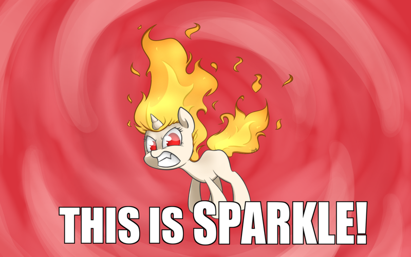 Size: 1024x640 | Tagged: 300, angry, artist:midnightpremiere, crossover, derpibooru import, fangs, glare, gritted teeth, image macro, looking at you, mane of fire, meme, parody, pokémon, rapidash, rapidash twilight, red eyes, safe, solo, this is sparta, twilight sparkle