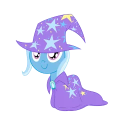 Size: 2100x2100 | Tagged: safe, artist:mofetafrombrooklyn, derpibooru import, trixie, pony, unicorn, c:, clothes, cute, diatrixes, female, filly, looking at you, mare, oversized clothes, simple background, smiling, solo, transparent background, younger