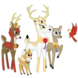 Size: 8000x8000 | Tagged: safe, artist:cheezedoodle96, derpibooru import, idw, blackthorn, bramble, king aspen, bird, deer, .svg available, absurd resolution, cloven hooves, doe, female, horn ring, idw showified, image, male, queen birch, simple background, stag, svg, transparent background, vector