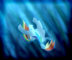 Size: 3000x2500 | Tagged: semi-grimdark, artist:norphy, derpibooru import, rainbow dash, pegasus, pony, air bubble, asphyxiation, bubble, commission, depth, drowning, female, imminent death, mare, sad, solo, swimming, underwater