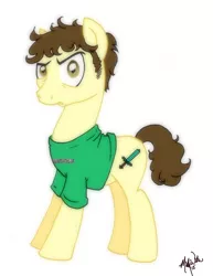 Size: 1441x1865 | Tagged: artist:peachpalette, clothes, derpibooru import, ponified, safe, shirt, sideburns, simple background, solo, stare, tobuscus, vector, white background