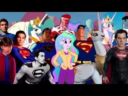 Size: 480x360 | Tagged: artist:toucanldm, christopher reeve, crossover, derpibooru import, friendship is magic bitch, justice league unlimited, man of steel, .mov, pony.mov, princess celestia, principal celestia, safe, smallville, superman, superman meets my little pony, superman returns, youtube link