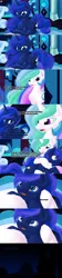 Size: 1920x8640 | Tagged: safe, artist:tsaritsaluna, derpibooru import, princess celestia, princess luna, do princesses dream of magic sheep, book, canterlot, chest fluff, comic, crying, hug, luna's room, night