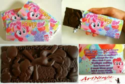 Size: 5240x3520 | Tagged: artist:artninja101, chocolate, chocolate bar, craft, derpibooru import, food art, human, irl, irl human, photo, pinkie pie, resin, safe, solo