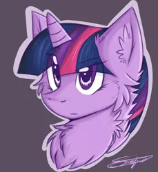 Size: 1024x1116 | Tagged: artist:umiko-tan, chest fluff, derpibooru import, ear fluff, mugshot, safe, solo, twilight sparkle